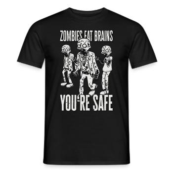 Zombies eat brains - Funny zombie saying - Men's T-Shirt - black - Front - AI Model Male 178 light (178cm)
