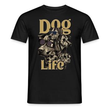 Dog Life - Funny Dog Gangster Design - Men's T-Shirt - black - Front - AI Model Male 178 light (178cm)