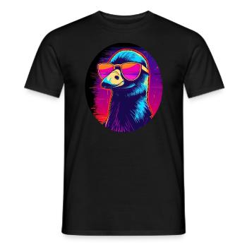 Synthwave Vogel mit Brille - Männer T-Shirt - Schwarz - Vorne - AI Model Male 178 light (178cm)