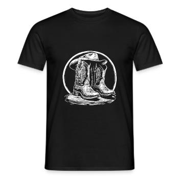 Country Music Dance and Line Dance Boots Stetson - Men's T-Shirt - black - Front - AI Model Male 178 light (178cm)