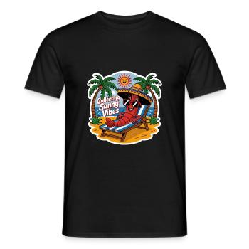 Sunny Summer Vibes Funny Crab on the Beach - Men's T-Shirt - black - Front - AI Model Male 178 light (178cm)