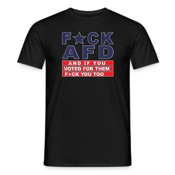 FCK AFD | Gegen AFD Rassismus Faschismus - Männer T-Shirt - Schwarz - Vorne - AI Model Male 178 light (178cm)