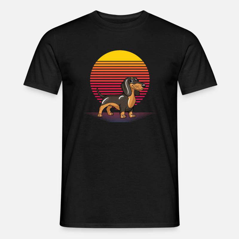 Retro Dackel - Männer T-Shirt - Schwarz