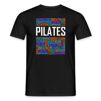 Pilates Worte - Männer T-Shirt - Schwarz - Vorne - AI Model Male 178 light (178cm)