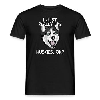 J'aime vraiment les Huskies, d'accord? - T-shirt homme - noir - Devant - AI Model Male 178 light (178cm)