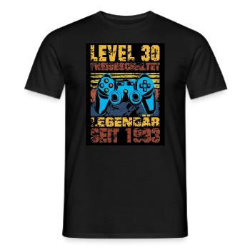 LEVEL 30, 30. Geburtstag, Legendär seit 1993 - Männer T-Shirt - Schwarz - Vorne - AI Model Male 178 light (178cm)