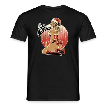 Xmas-pin-up-final-file - Rahmenlos design gift - Men's T-Shirt - black - Front - AI Model Male 178 light (178cm)