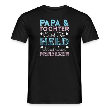 Papa & Tochter Held und Prinzessin - Männer T-Shirt - Schwarz - Vorne - AI Model Male 178 light (178cm)