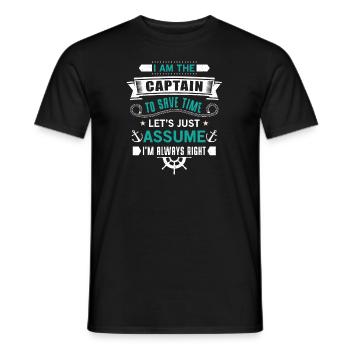 The Captain save time just assume i'm always right - T-shirt homme - noir - Devant - AI Model Male 178 light (178cm)