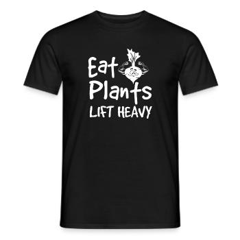 Eat Plants Lift Heavy - fun gym muscle gift - Men's T-Shirt - black - Front - AI Model Male 178 light (178cm)