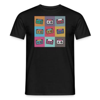cassettes rétro comic Popart - T-shirt homme - noir - Devant - AI Model Male 178 light (178cm)