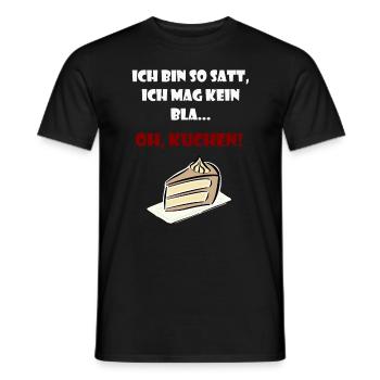 I am so full ... Oh cake. - Men's T-Shirt - black - Front - AI Model Male 178 light (178cm)