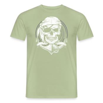 Pirate crâne de pirate cadeau de corsaires - T-shirt homme - vert sauge - Devant - AI Model Male 178 light (178cm)
