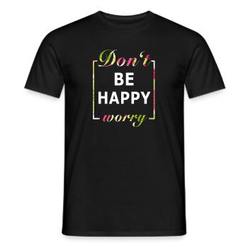 Ne soyez pas heureux, inquiet - T-shirt homme - noir - Devant - AI Model Male 178 light (178cm)