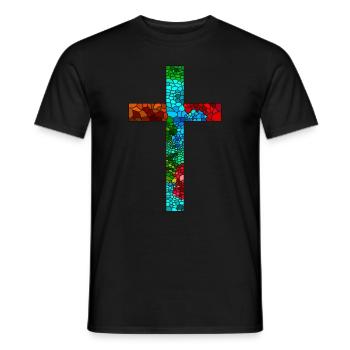 Cross Jesus God Religion colorful crucifix colorful - Men's T-Shirt - black - Front - AI Model Male 178 light (178cm)