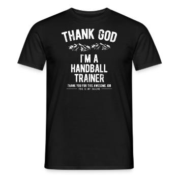 Chemises cadeaux entraîneurs handball - T-shirt homme - noir - Devant - AI Model Male 178 light (178cm)