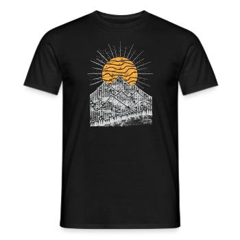 Mountains Sun Mountain Landscape Nature Hiking - Men's T-Shirt - black - Front - AI Model Male 178 light (178cm)