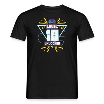 Level Up Gamer Zocker Gaming 18er Nerd Geschenk - Männer T-Shirt - Schwarz - Vorne - AI Model Male 178 light (178cm)