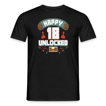 Level Up Gamer Zocker Gaming 18er Retro Geschenk - Männer T-Shirt - Schwarz - Vorne - AI Model Male 178 light (178cm)
