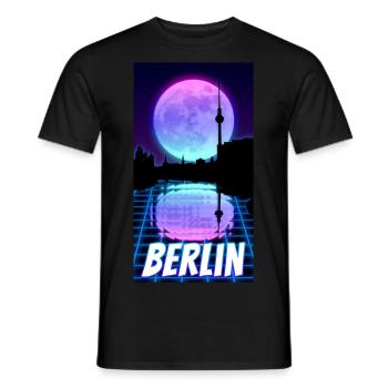 Berlin Skyline Nacht Mond Nightlife Hauptstadt - Männer T-Shirt - Schwarz - Vorne - AI Model Male 178 light (178cm)
