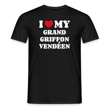 J’aime mon Grand Griffon Vendéen - T-shirt homme - noir - Devant - AI Model Male 178 light (178cm)