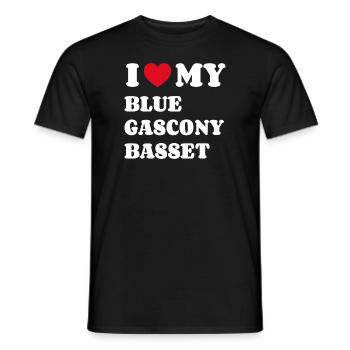 J’aime mon Basset bleu de Gascogne - T-shirt homme - noir - Devant - AI Model Male 178 light (178cm)