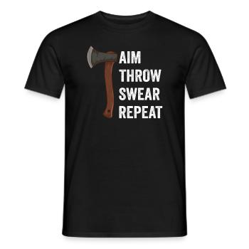 Axt Aim Throw Swear Repeat Axtwerfen - Männer T-Shirt - Schwarz - Vorne - AI Model Male 178 light (178cm)