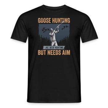 Chasse à l’oie comme la chasse au cerf mais a besoin d’objectif - T-shirt homme - noir - Devant - AI Model Male 178 light (178cm)