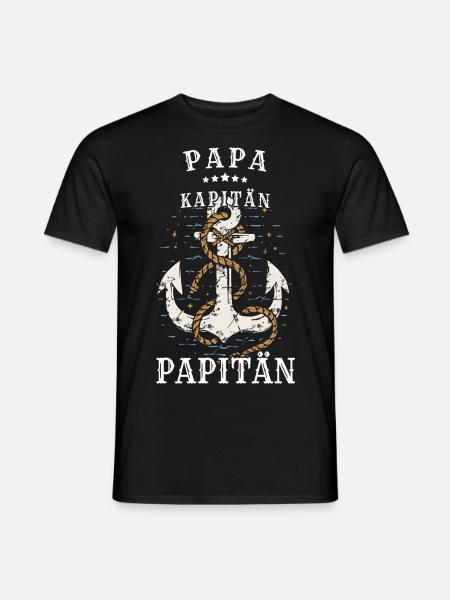 Papa, Kapitän, Papitän - Männer T-Shirt - Schwarz