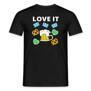 Dirndl Lustiger Spruch T-Shirt Lederhose Bussi - Männer T-Shirt - Schwarz - Vorne - AI Model Male 178 light (178cm)