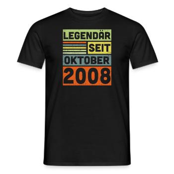 14 Jahre Legendär Seit Oktober 2008 14. Geburtstag - Männer T-Shirt - Schwarz - Vorne - AI Model Male 178 light (178cm)