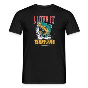 Pêcher J’adore quand elle se penche sur la pêche à la ligne - T-shirt homme - noir - Devant - AI Model Male 178 light (178cm)