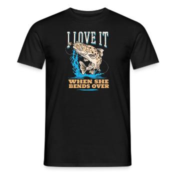 Pêcher J’adore quand elle se penche sur la pêche à la ligne - T-shirt homme - noir - Devant - AI Model Male 178 light (178cm)