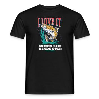 Pêcher J’adore quand elle se penche sur la pêche à la ligne - T-shirt homme - noir - Devant - AI Model Male 178 light (178cm)