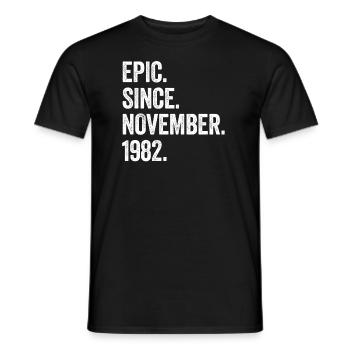 40 Years Old Epic Since November 1982 40th - Men's T-Shirt - black - Front - AI Model Male 178 light (178cm)