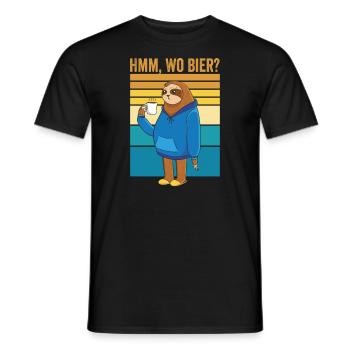 Hmm, wo Bier Bürohumor Faultier Bier - Männer T-Shirt - Schwarz - Vorne - AI Model Male 178 light (178cm)