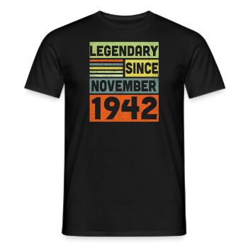 80 Years Old Legendary Since November 1942 80th - Men's T-Shirt - black - Front - AI Model Male 178 light (178cm)