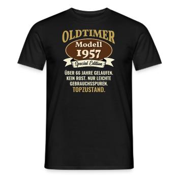 66 years classic car model 1957 66th birthday - Men's T-Shirt - black - Front - AI Model Male 178 light (178cm)