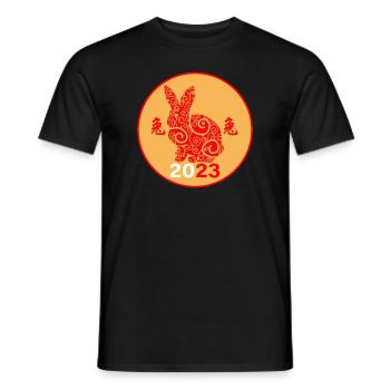Neujahr 2023 Chinesisches Tierkreiszeichen Hase - Männer T-Shirt - Schwarz - Vorne - AI Model Male 178 light (178cm)