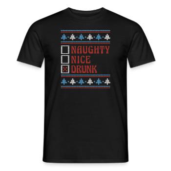 Nice Or Naughty Drunk Ugly Christmas - Men's T-Shirt - black - Front - AI Model Male 178 light (178cm)