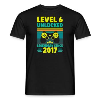 Level 6 Unlocked 2017 Zocken 6. Geburtstag Gamer - Männer T-Shirt - Schwarz - Vorne - AI Model Male 178 light (178cm)