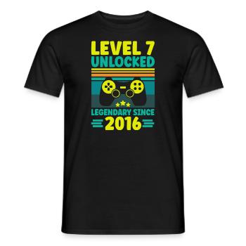 Level 7 Unlocked 2016 Zocken 7. Geburtstag Gamer - Männer T-Shirt - Schwarz - Vorne - AI Model Male 178 light (178cm)