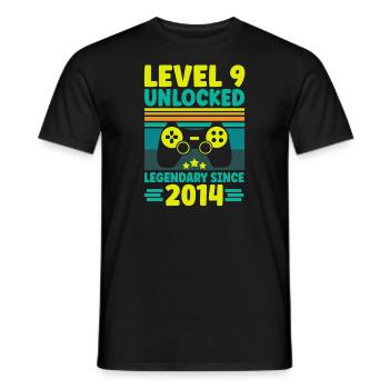Level 9 Unlocked 2014 Zocken 9. Geburtstag Gamer - Männer T-Shirt - Schwarz - Vorne - AI Model Male 178 light (178cm)