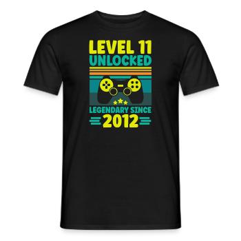 Level 11 Unlocked 2012 Zocken 11. Geburtstag Gamer - Männer T-Shirt - Schwarz - Vorne - AI Model Male 178 light (178cm)