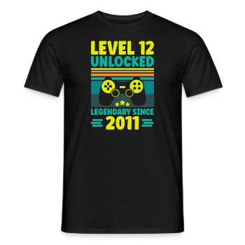 Level 12 Unlocked 2011 12th Birthday Gamer Gaming - Men's T-Shirt - black - Front - AI Model Male 178 light (178cm)