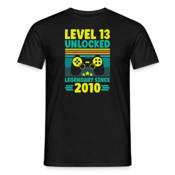 Level 13 Unlocked 2010 Zocken 13. Geburtstag Gamer - Männer T-Shirt - Schwarz - Vorne - AI Model Male 178 light (178cm)