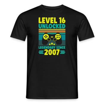 Level 16 Unlocked 2007 Zocken 16. Geburtstag Gamer - Männer T-Shirt - Schwarz - Vorne - AI Model Male 178 light (178cm)