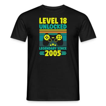 Niveau 18 Débloqué 2005 Gaming 18th Birthday Gamer - T-shirt homme - noir - Devant - AI Model Male 178 light (178cm)
