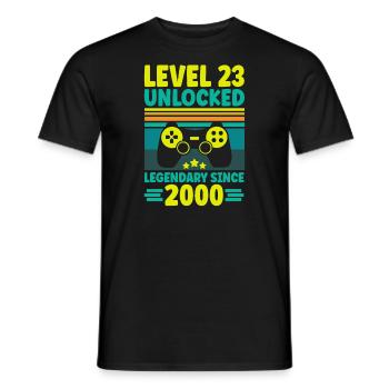 Level 23 Unlocked 2000 Zocken 23. Geburtstag Gamer - Männer T-Shirt - Schwarz - Vorne - AI Model Male 178 light (178cm)