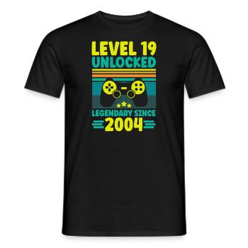 Level 19 Unlocked 2004 Zocken 19. Geburtstag Gamer - Männer T-Shirt - Schwarz - Vorne - AI Model Male 178 light (178cm)